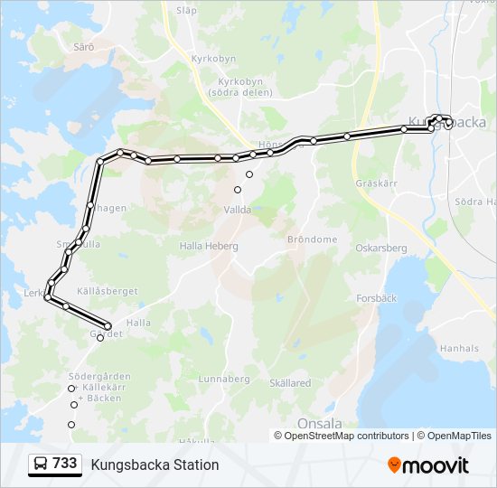 733 bus Line Map