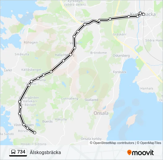 734 Bus Line Map