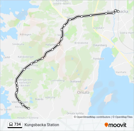 734 Bus Line Map