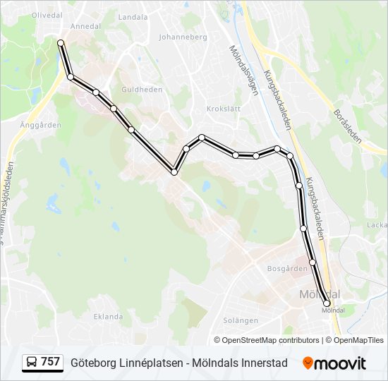 757 bus Line Map