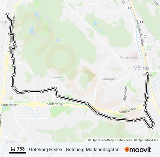 758 bus Line Map