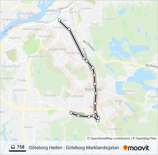 758 Bus Line Map