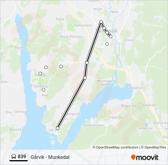 839 Bus Line Map