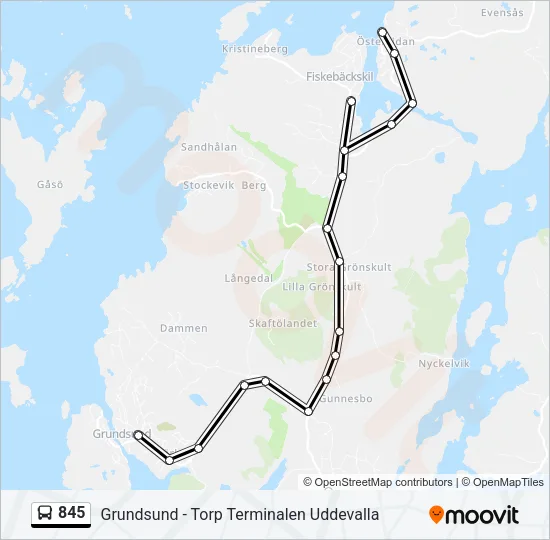 845 Bus Line Map