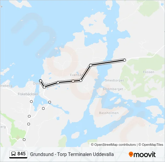 845 Bus Line Map