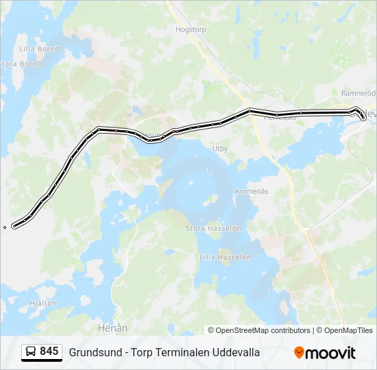 845 Bus Line Map