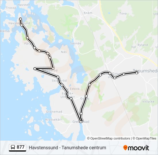 877 bus Line Map