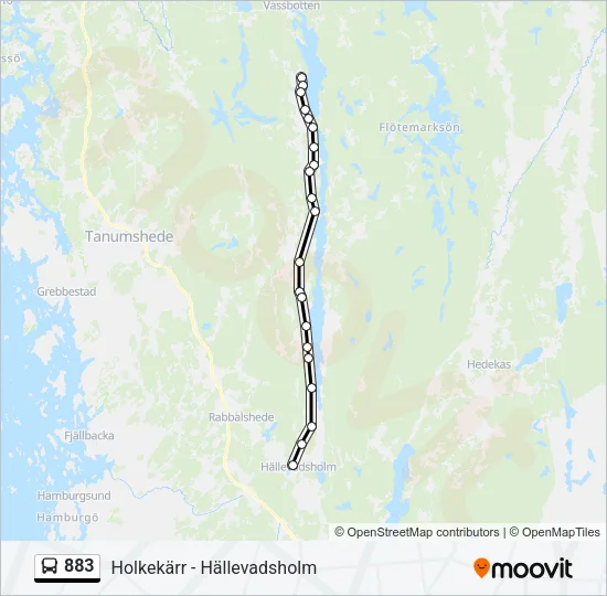 883 Bus Line Map