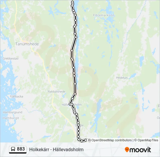 883 Bus Line Map