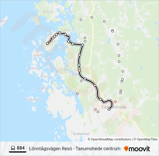 884 Bus Line Map