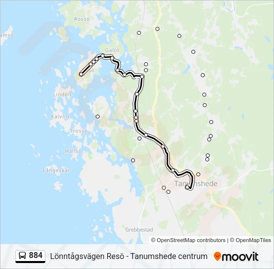 884 Bus Line Map
