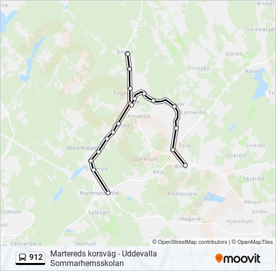 912 bus Line Map