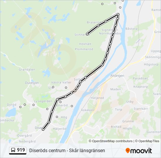 919 bus Line Map