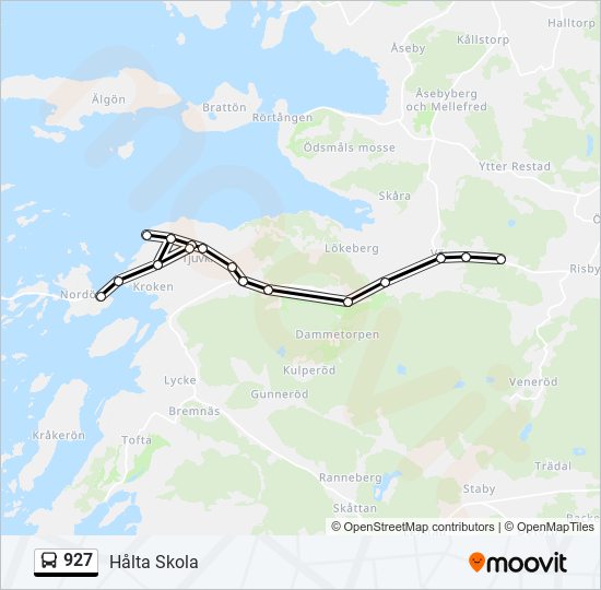 927 bus Line Map