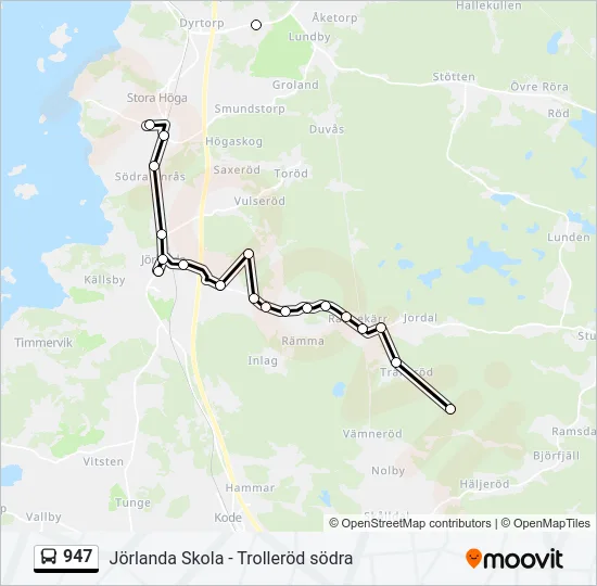 947 Bus Line Map