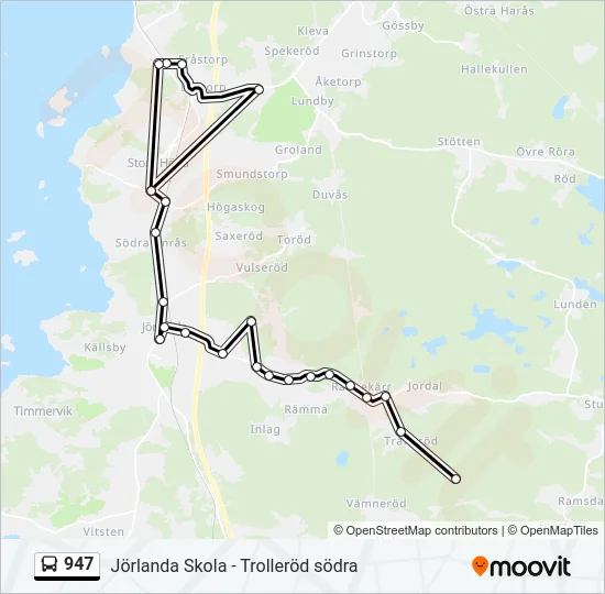 947 Bus Line Map