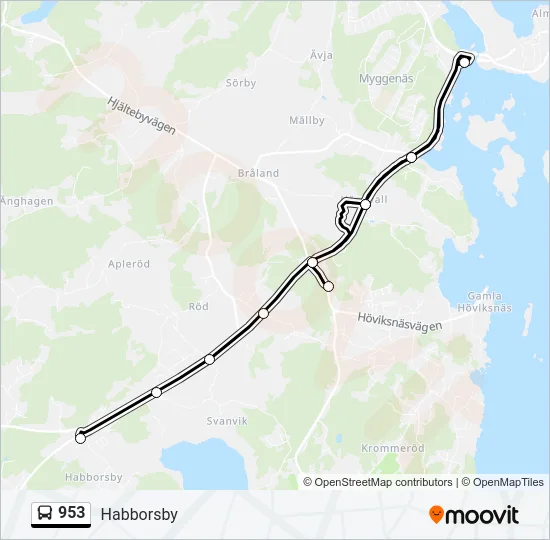 953 Bus Line Map