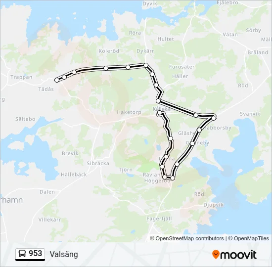 953 Bus Line Map