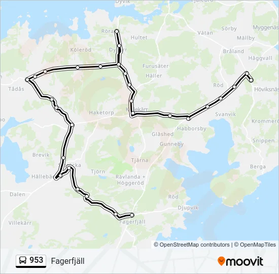 953 Bus Line Map