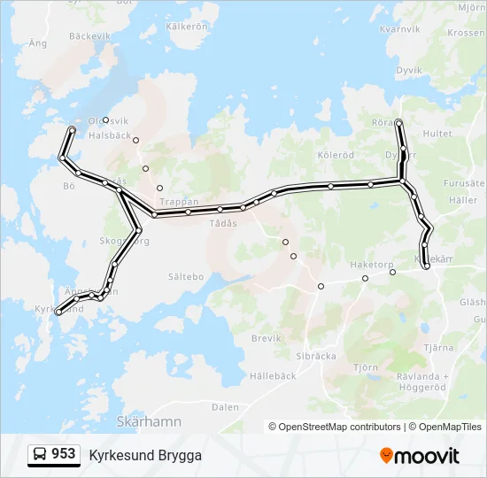 953 Bus Line Map