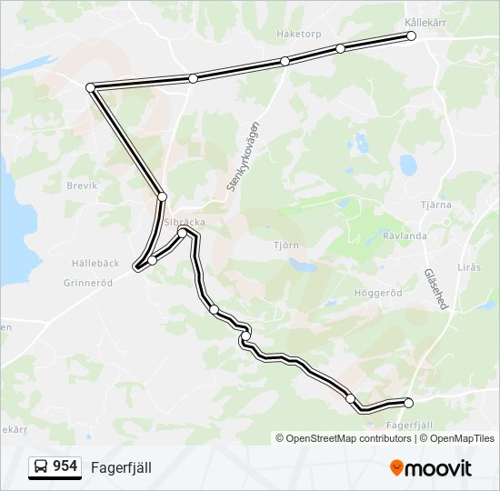 954 bus Line Map