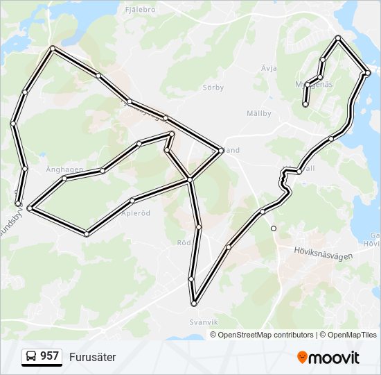 957 bus Line Map