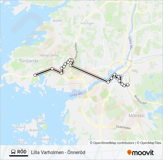 RÖD Bus Line Map