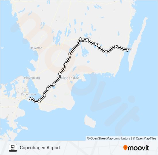 ÖRESUNDSTÅG train Line Map