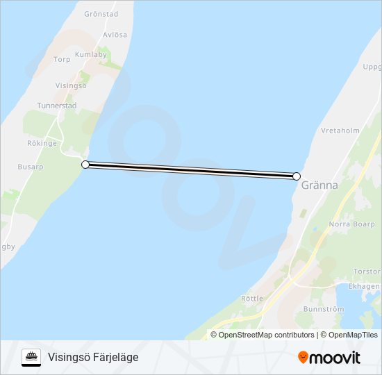 VISINGSÖLEDEN ferry Line Map