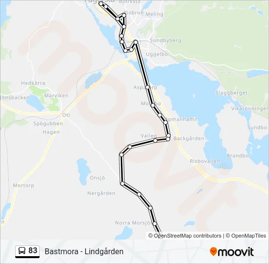 83 buss Linje karta