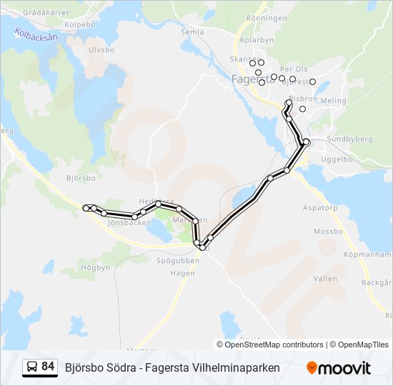 84 bus Line Map