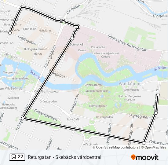 22 bus Line Map