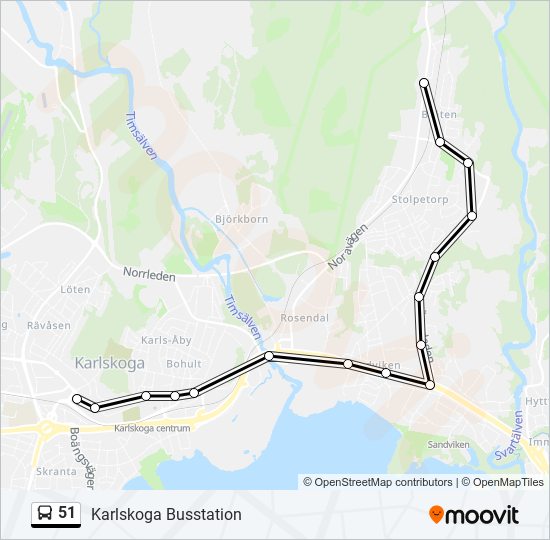 51 bus Line Map