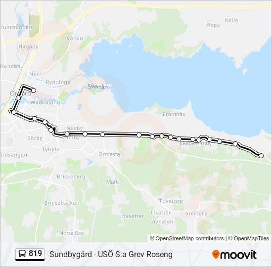 819 bus Line Map