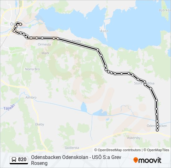 820 bus Line Map