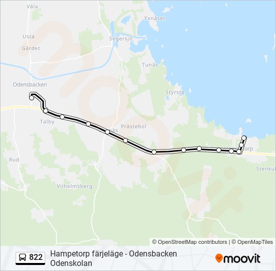 822 bus Line Map