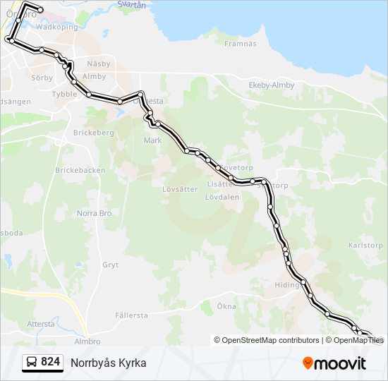 824 bus Line Map