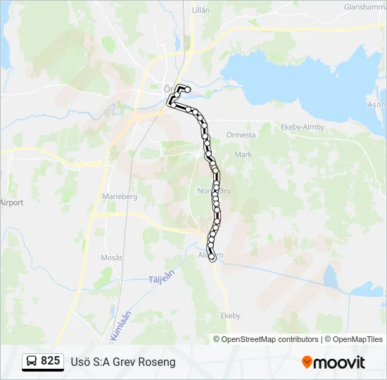 825 Bus Line Map