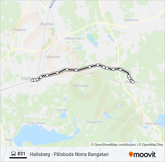 831 bus Line Map