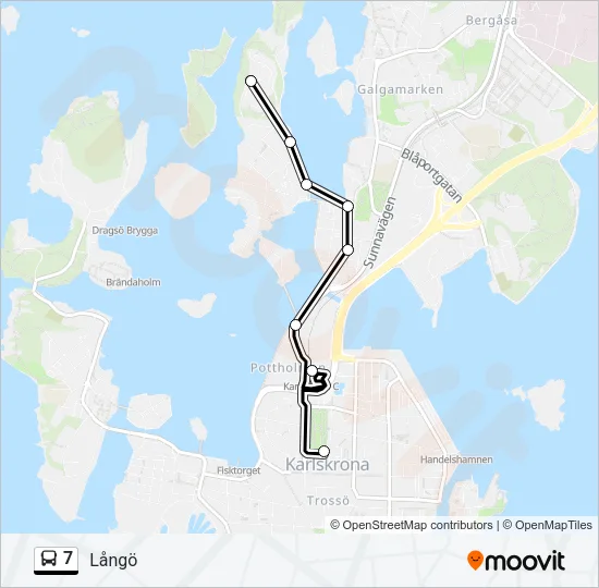 7 buss Linje karta