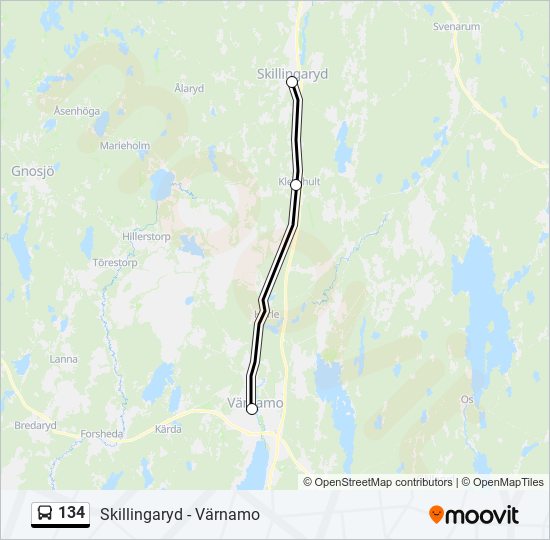 134 Route Schedules, Stops & Maps Skillingaryd Station (Updated)