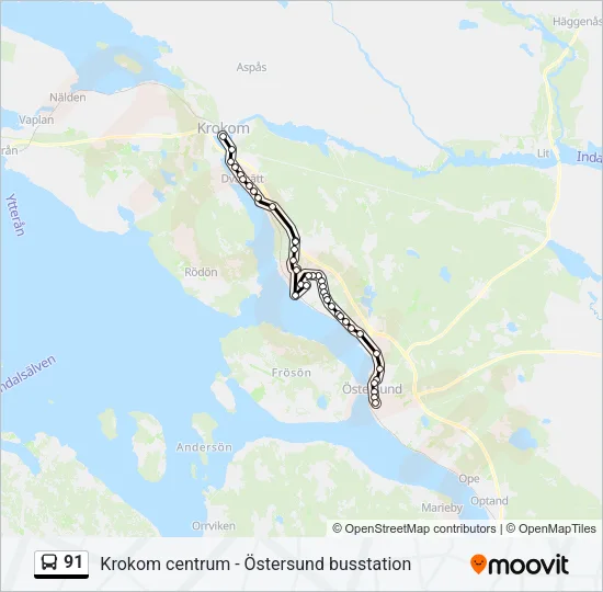 91 Bus Line Map