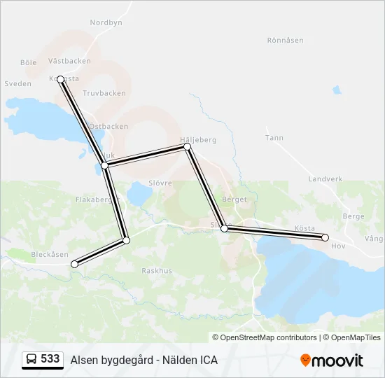 533 Bus Line Map