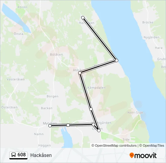 608 Bus Line Map