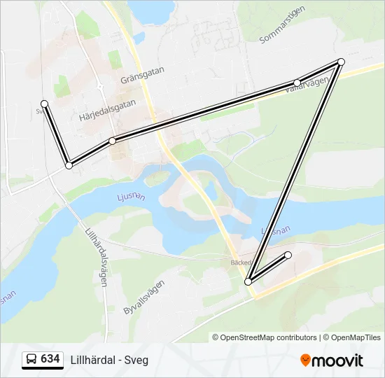 634 Bus Line Map