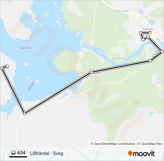 634 Bus Line Map