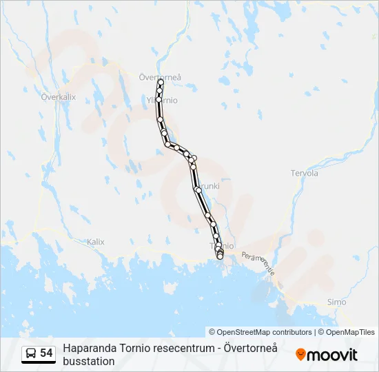 54 Bus Line Map