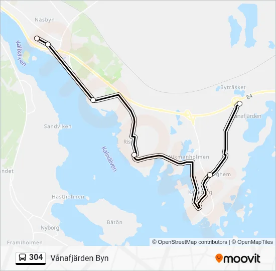 304 Route: Schedules, Stops & Maps - Vånafjärden Byn (Updated)