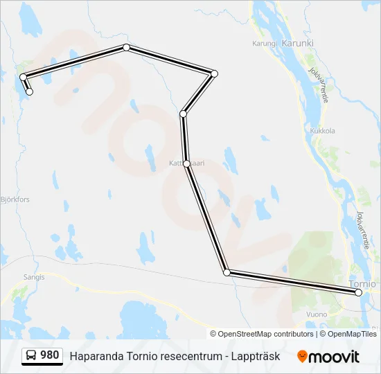 980 Bus Line Map