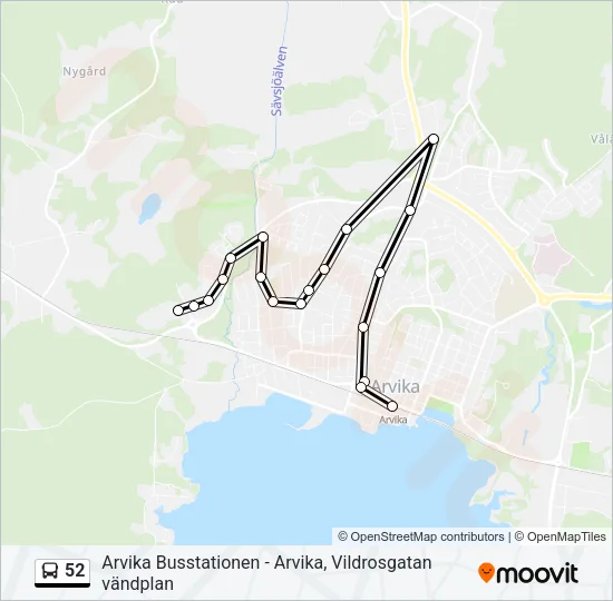 52 Bus Line Map